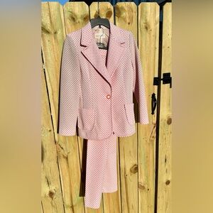 1980’s Vintage Koret White and Pink Blazer and Pant Set